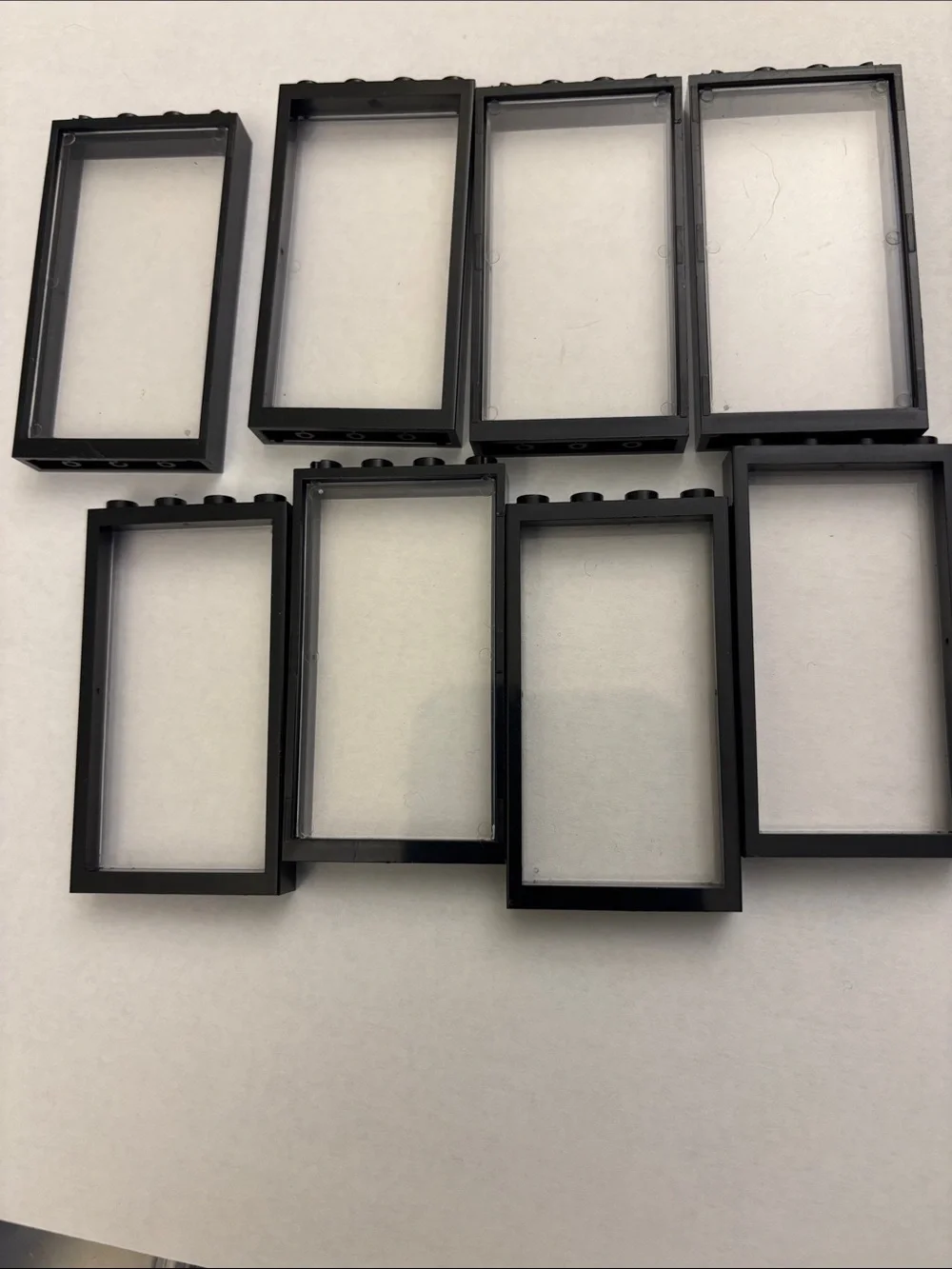 Lego compatible Black Window Frames with Clear Panes (8)